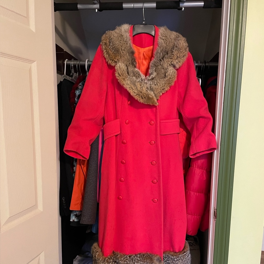 Vintage Fur-trimmed Trench Coat